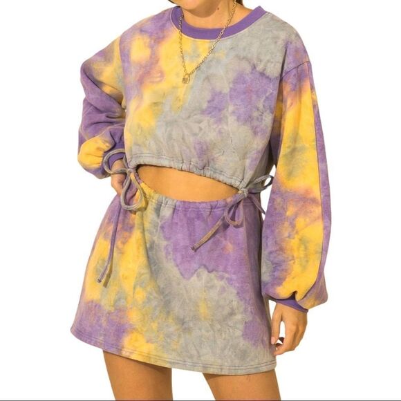 Hyfve Call Me Tie Dye Cutout Sweatshirt Dress - Picture 4 of 16